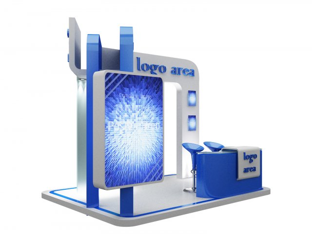 Booth Exhibition Stand a49 3D Model .c4d .max .obj .3ds .fbx .stl .blend 