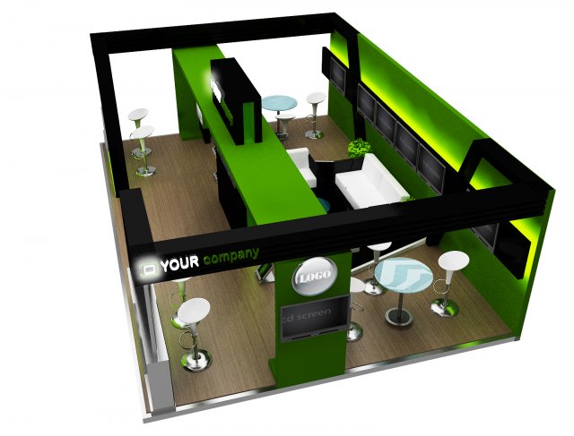 Booth Exhibition Stand a 76 3D Модель .c4d .max .obj .3ds .fbx .stl .blend 