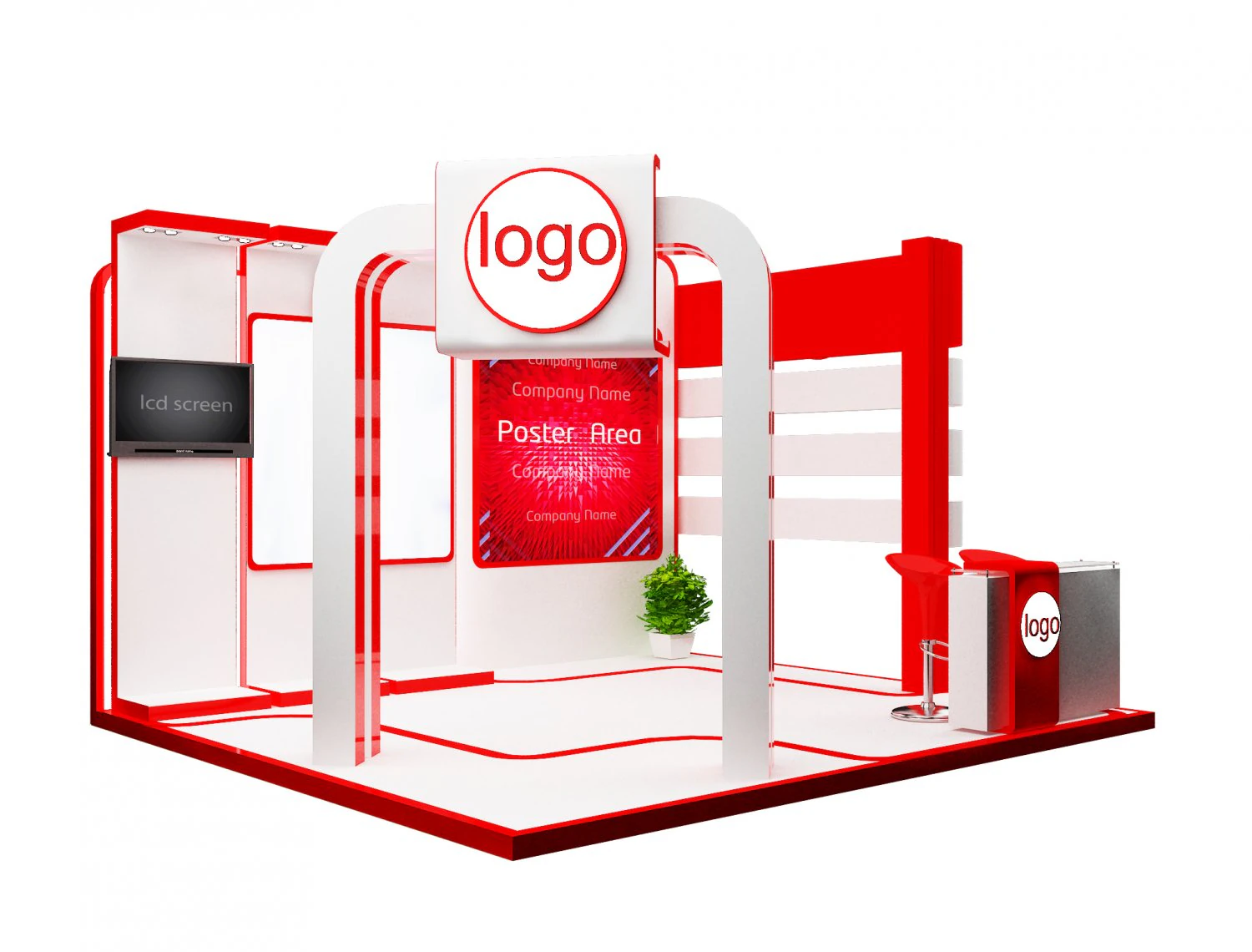 Booth Exhibition Stand a 95 3D Model .c4d .max .obj .3ds .fbx .stl .blend 