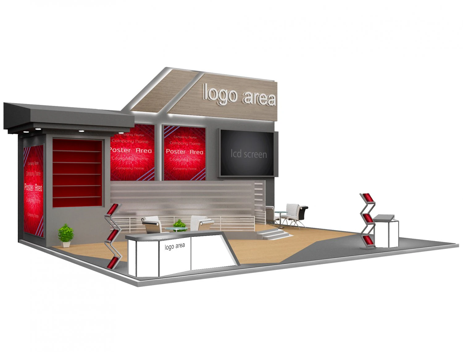 Booth Exhibition Stand a 91 3D Model .c4d .max .obj .3ds .fbx .stl .blend