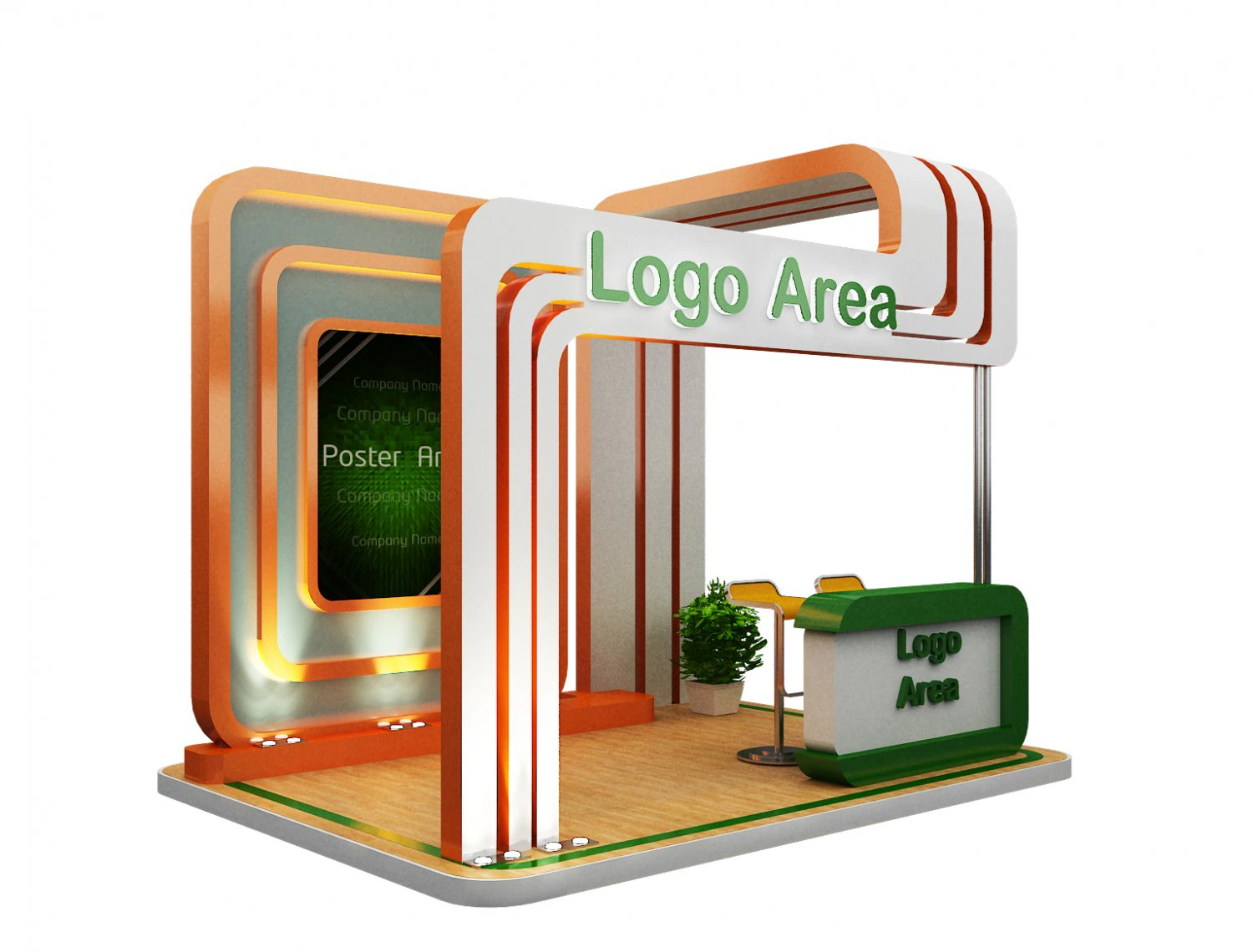 Booth Exhibition Stand a 59 3D Model .c4d .max .obj .3ds .fbx .stl .blend 