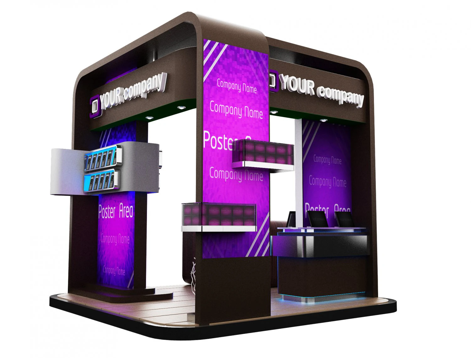 Booth Exhibition Stand a 87 3D Model .c4d .max .obj .3ds .fbx .stl .blend