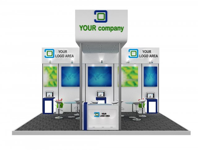 Booth Exhibition Stand a 518b Modello 3D .c4d .max .obj .3ds .fbx .stl .blend