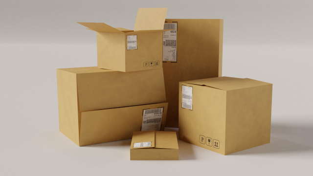 cardboard box package with texture 3D मॉडल .c4d .max .obj .3ds .fbx .stl .blend 