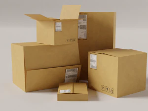 kartonnen doospakket met textuur 3D Model