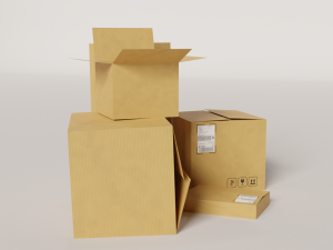 cardboard box package with texture 3D मॉडल