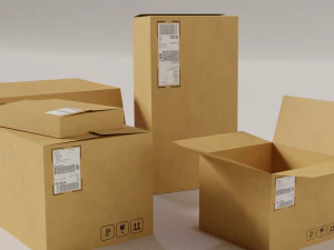 cardboard box package with texture 3D Model