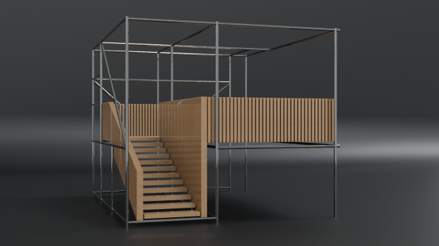 modern industrial stairs 3D Model .c4d .max .obj .3ds .fbx .stl .blend 