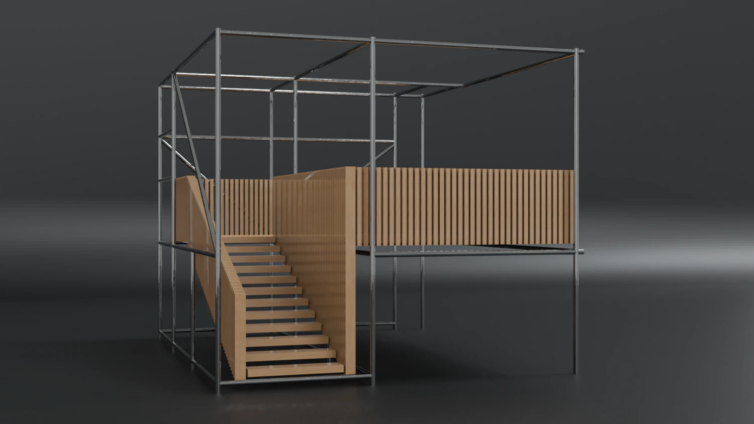 modern industrial stairs 3D Model .c4d .max .obj .3ds .fbx .stl .blend 