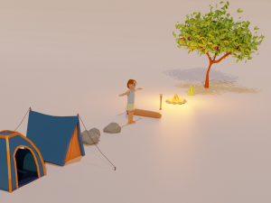 low poly camp 3D मॉडल