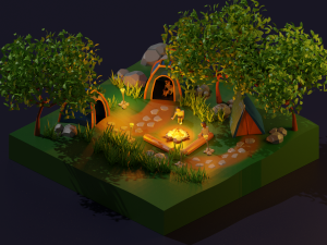 low poly camp 3D मॉडल