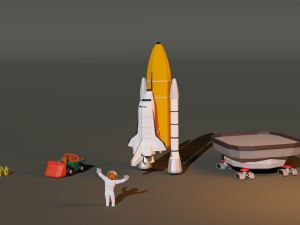 rocket launch low poly 3D Model