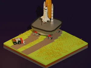 rocket launch low poly 3D Model