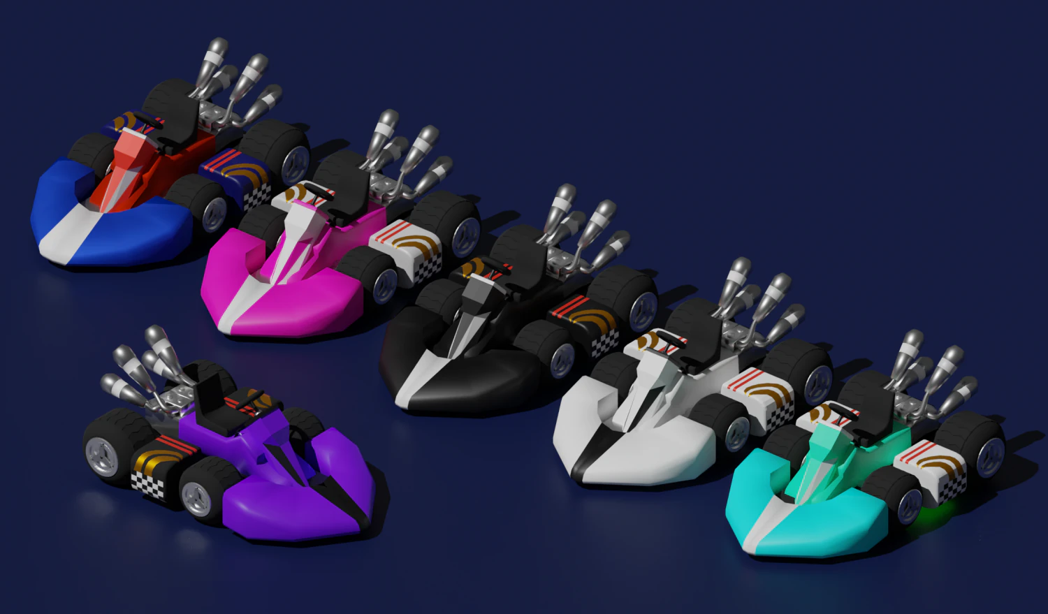 kart racing cars 3D Model .c4d .max .obj .3ds .fbx .stl .blend