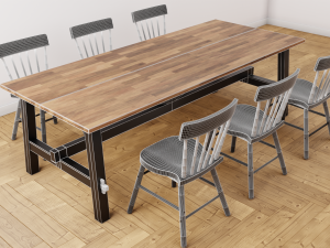 dinning set table and chairs Modello 3D