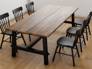 dinning set table and chairs Modello 3D