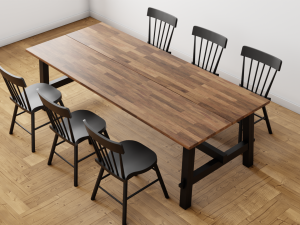 dinning set table and chairs Modello 3D