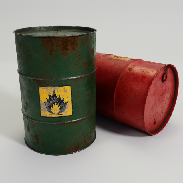 oil rusty barrel - green and red 3D 모델 .c4d .max .obj .3ds .fbx .stl .blend 
