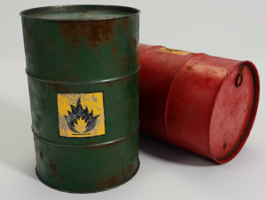 oil rusty barrel - green and red Modelo 3D