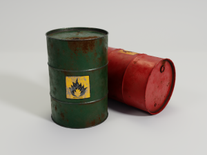 oil rusty barrel - green and red 3D 모델