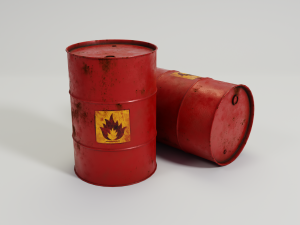 oil rusty barrel - green and red 3D 모델