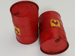 oil rusty barrel - green and red 3D 모델