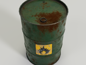 oil rusty barrel - green and red 3D 모델