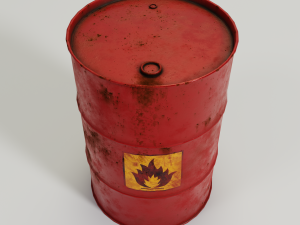 oil rusty barrel - green and red 3D 모델