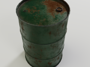oil rusty barrel - green and red 3D 모델