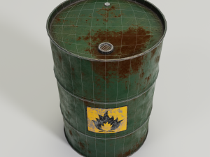 oil rusty barrel - green and red 3D 모델