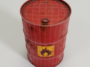 oil rusty barrel - green and red 3D 모델