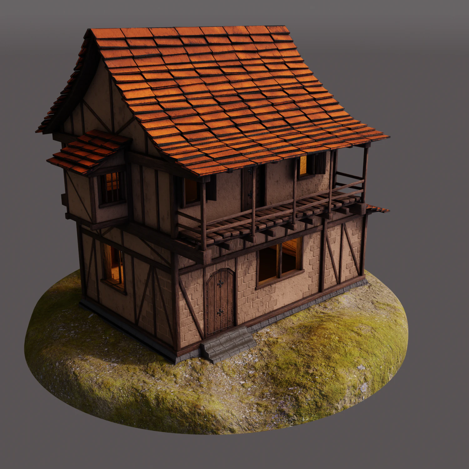 medieval house low-poly 3D Model .c4d .max .obj .3ds .fbx .stl .blend 