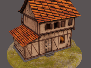medieval house low-poly Modèle 3D