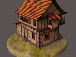 medieval house low-poly Modèle 3D