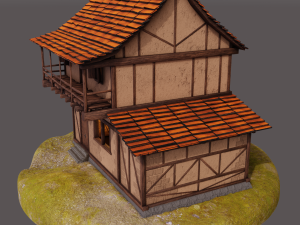 medieval house low-poly Modèle 3D