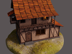 medieval house low-poly Modèle 3D