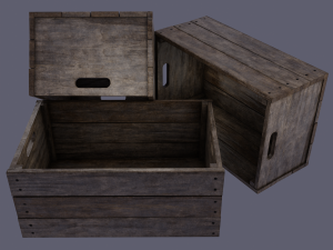 small wood box low-poly Model 3D