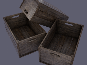 small wood box low-poly 3D Model