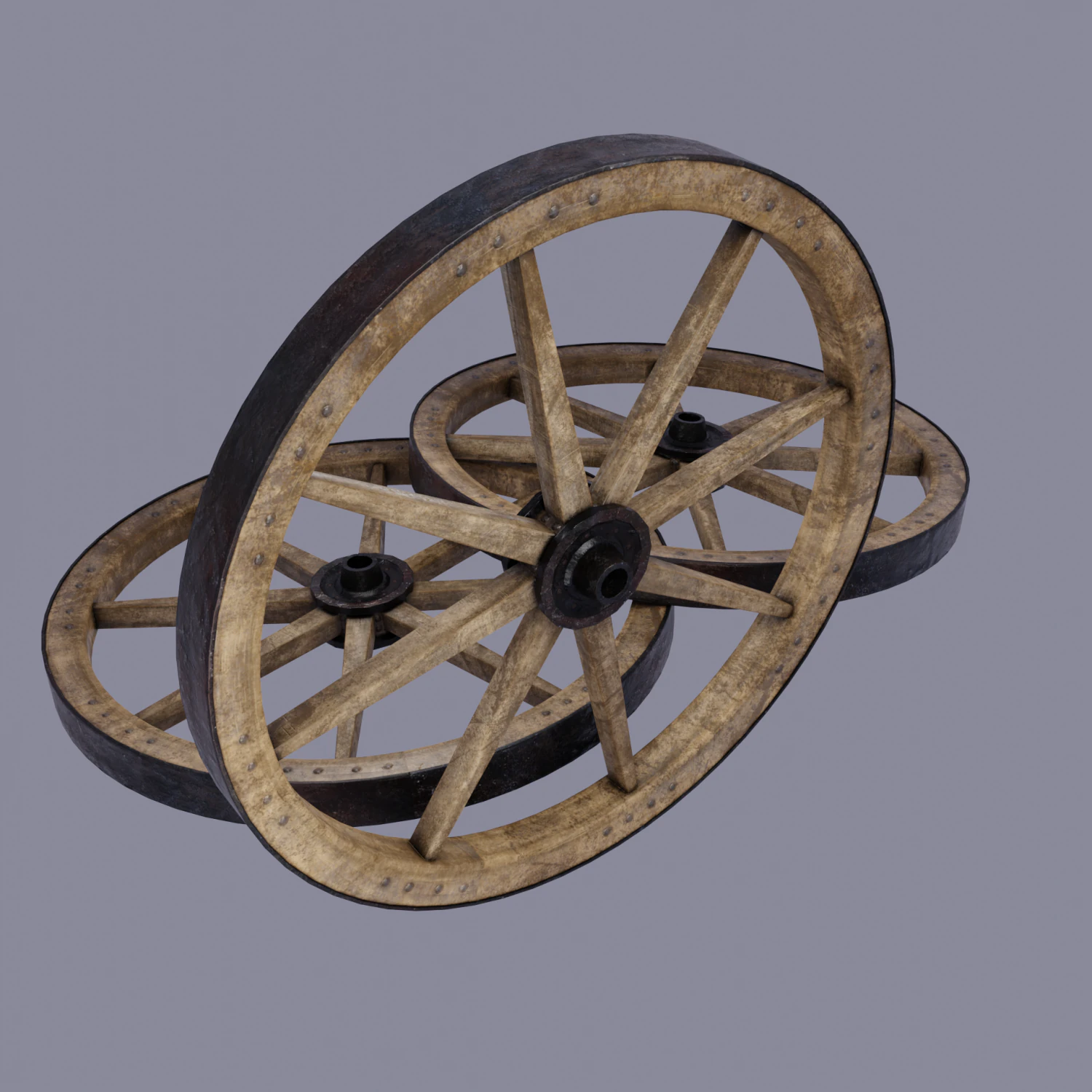 medieval wheel low poly 3D Model .c4d .max .obj .3ds .fbx .stl .blend 