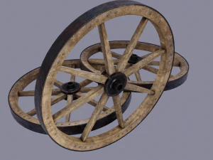 Mittelalterliches Rad Low Poly 3D Modell