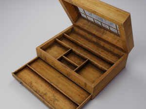 jewelry box - clean and dirty wooden box 3D Model