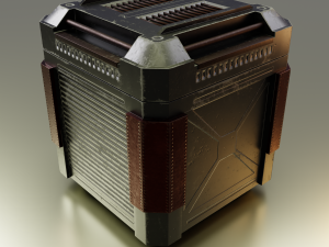 metallic sci-fi box - 3 colors low-poly Modelo 3D