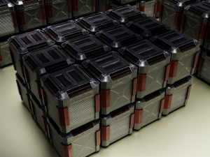 metallic sci-fi box - 3 colors low-poly Modelo 3D