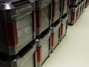 metallic sci-fi box - 3 colors low-poly Modelo 3D