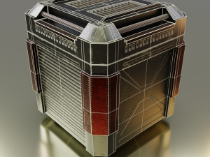 metallic sci-fi box - 3 colors low-poly Modelo 3D