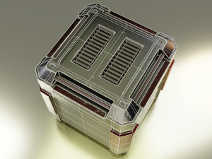 metallic sci-fi box - 3 colors low-poly Modelo 3D