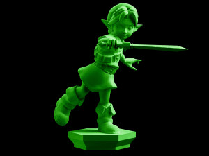 young link ocarina of time majoras mask statue 3d print the legend of zelda nintendo digital stl Model do druku 3D