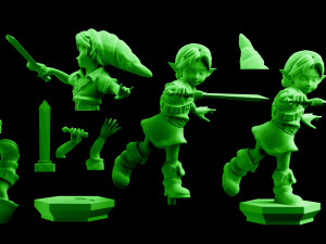 young link ocarina of time majoras mask statue 3d print the legend of zelda nintendo digital stl Model do druku 3D
