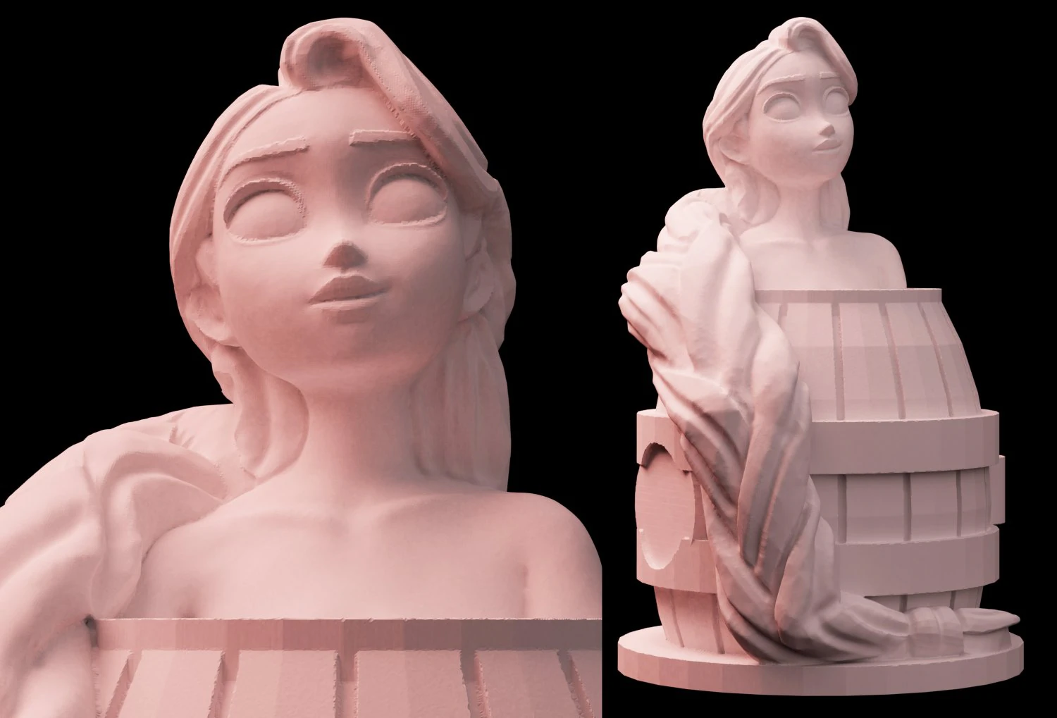 tangled rapunzel in bath statue sculpt 3d print stl files download figure digital disney princess 3D Print Model .c4d .max .obj .3ds .fbx .stl .blend 