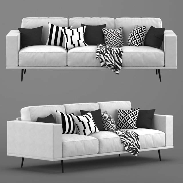 carlton boconcept white sofa 3D Model .c4d .max .obj .3ds .fbx .stl .blend 